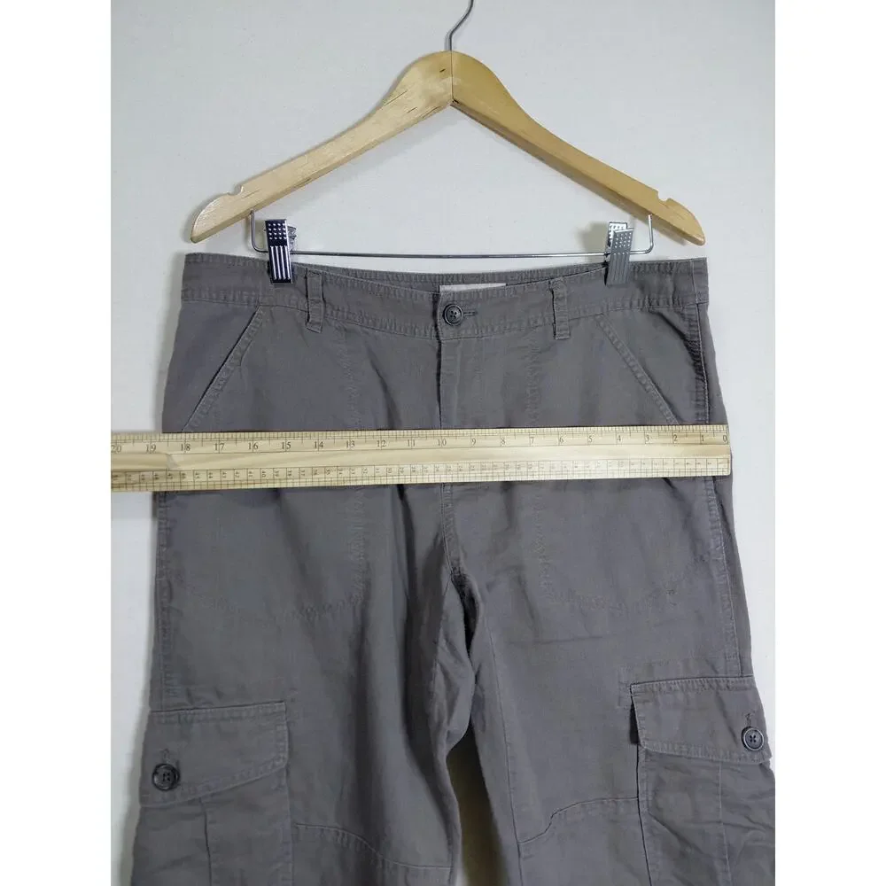 LA9 Banana Republic Safari Linen Blend Gray  Leg Cargo Pants Women Size 12